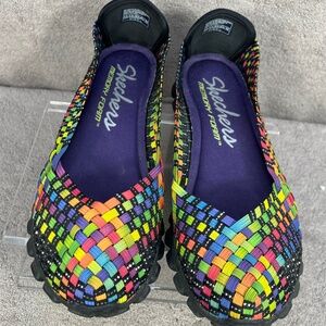 Skechers Women Woven Multi-Color EZ Flex 2 Delphi Flats 9.5 Knobby Chunky